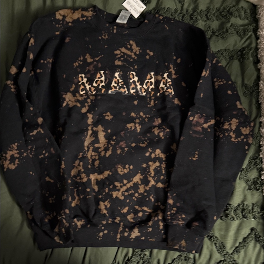Chic Black and Brown Patterned Crewneck Sweater